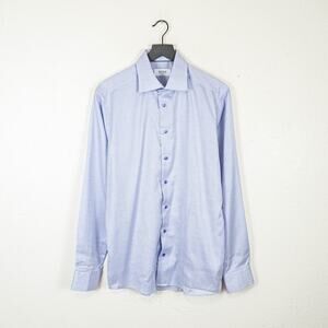 ETON Slim fit Button up Dress Shirt Blue Pink mini check size 16